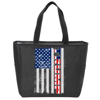 Trump Distressed USA Flag Zip Tote Bag