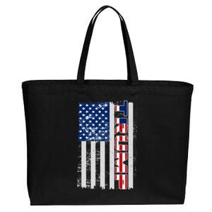 Trump Distressed USA Flag Cotton Canvas Jumbo Tote