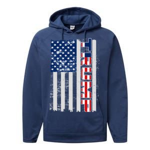 Trump Distressed USA Flag Performance Fleece Hoodie