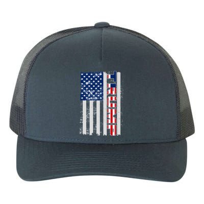 Trump Distressed USA Flag Yupoong Adult 5-Panel Trucker Hat