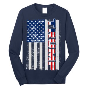 Trump Distressed USA Flag Long Sleeve Shirt