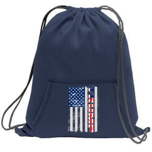 Trump Distressed USA Flag Sweatshirt Cinch Pack Bag