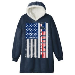 Trump Distressed USA Flag Hooded Wearable Blanket