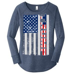 Trump Distressed USA Flag Women's Perfect Tri Tunic Long Sleeve Shirt