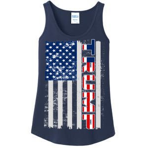 Trump Distressed USA Flag Ladies Essential Tank