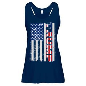 Trump Distressed USA Flag Ladies Essential Flowy Tank