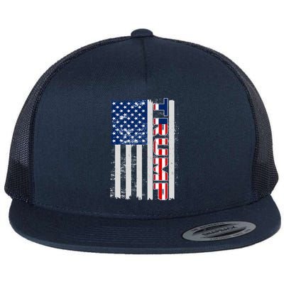 Trump Distressed USA Flag Flat Bill Trucker Hat