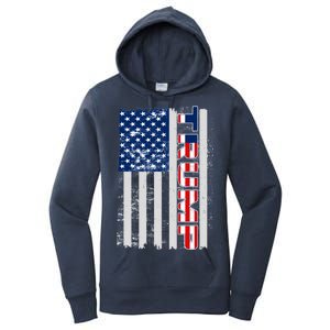 Trump Distressed USA Flag Women's Pullover Hoodie