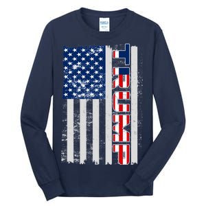 Trump Distressed USA Flag Tall Long Sleeve T-Shirt