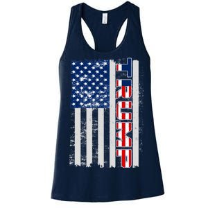 Trump Distressed USA Flag Women's Racerback Tank