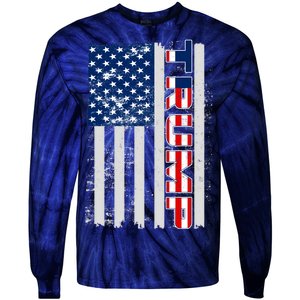 Trump Distressed USA Flag Tie-Dye Long Sleeve Shirt