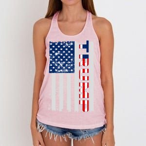 Trump Distressed USA Flag Women's Knotted Racerback Tank