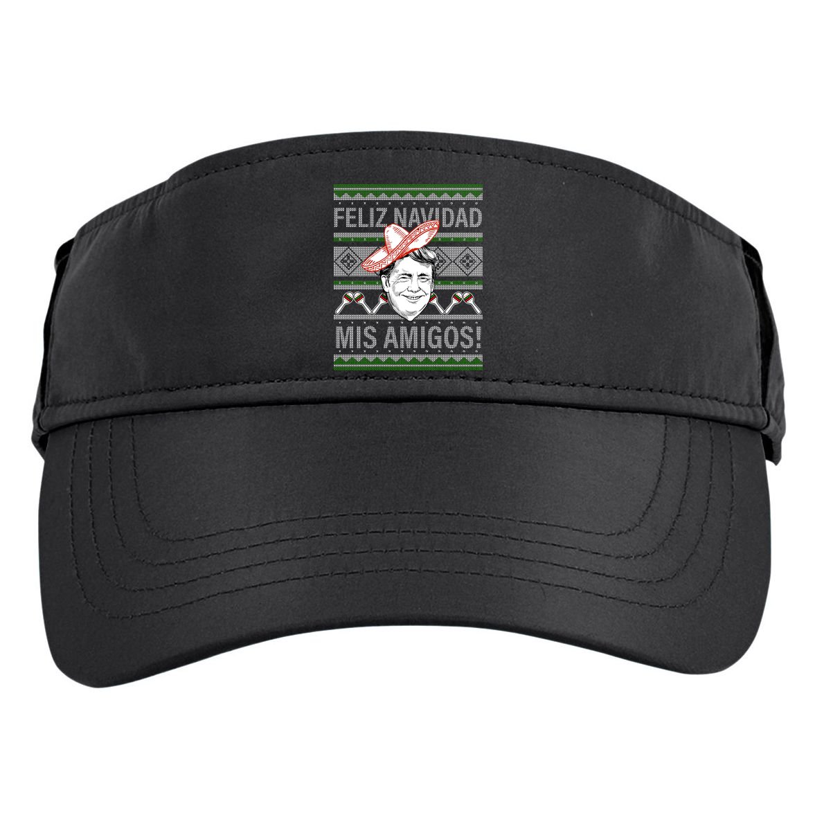 Trump Feliz Navidad Ugly Christmas Sweater Adult Drive Performance Visor