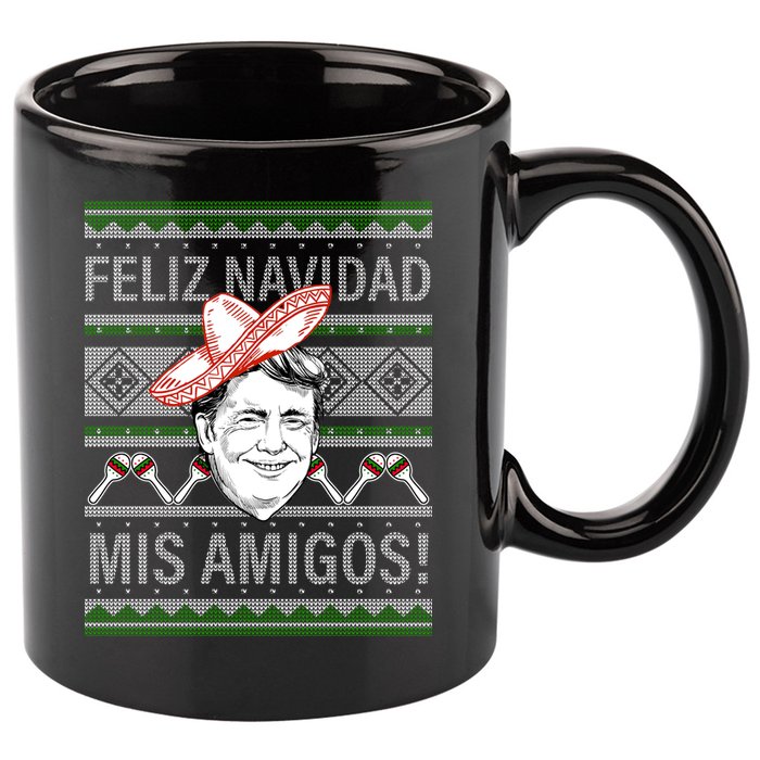Trump Feliz Navidad Ugly Christmas Sweater 11oz C Handle Ceramic Mug