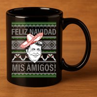 Trump Feliz Navidad Ugly Christmas Sweater 11oz C Handle Ceramic Mug
