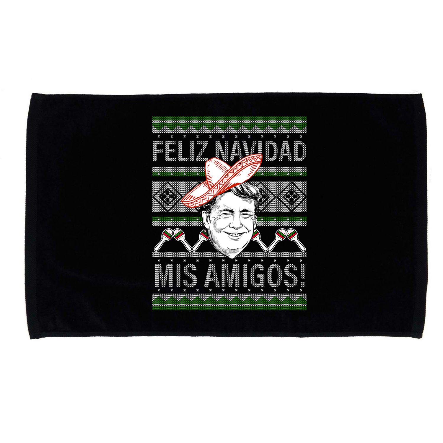 Trump Feliz Navidad Ugly Christmas Sweater Microfiber Hand Towel