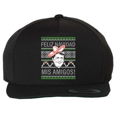 Trump Feliz Navidad Ugly Christmas Sweater Wool Snapback Cap