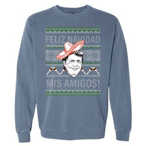 Trump Feliz Navidad Ugly Christmas Sweater Garment-Dyed Sweatshirt