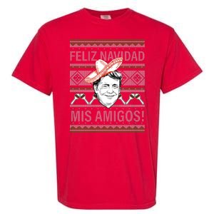 Trump Feliz Navidad Ugly Christmas Sweater Garment-Dyed Heavyweight T-Shirt