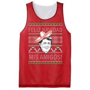 Trump Feliz Navidad Ugly Christmas Sweater Mesh Reversible Basketball Jersey Tank