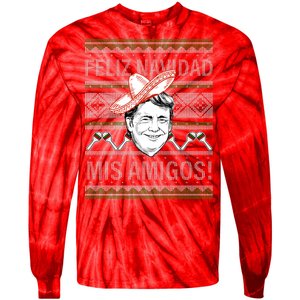 Trump Feliz Navidad Ugly Christmas Sweater Tie-Dye Long Sleeve Shirt