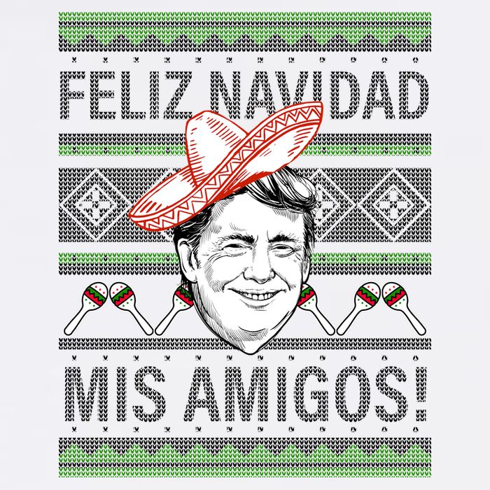 Trump Feliz Navidad Ugly Christmas Sweater Garment-Dyed Sweatshirt