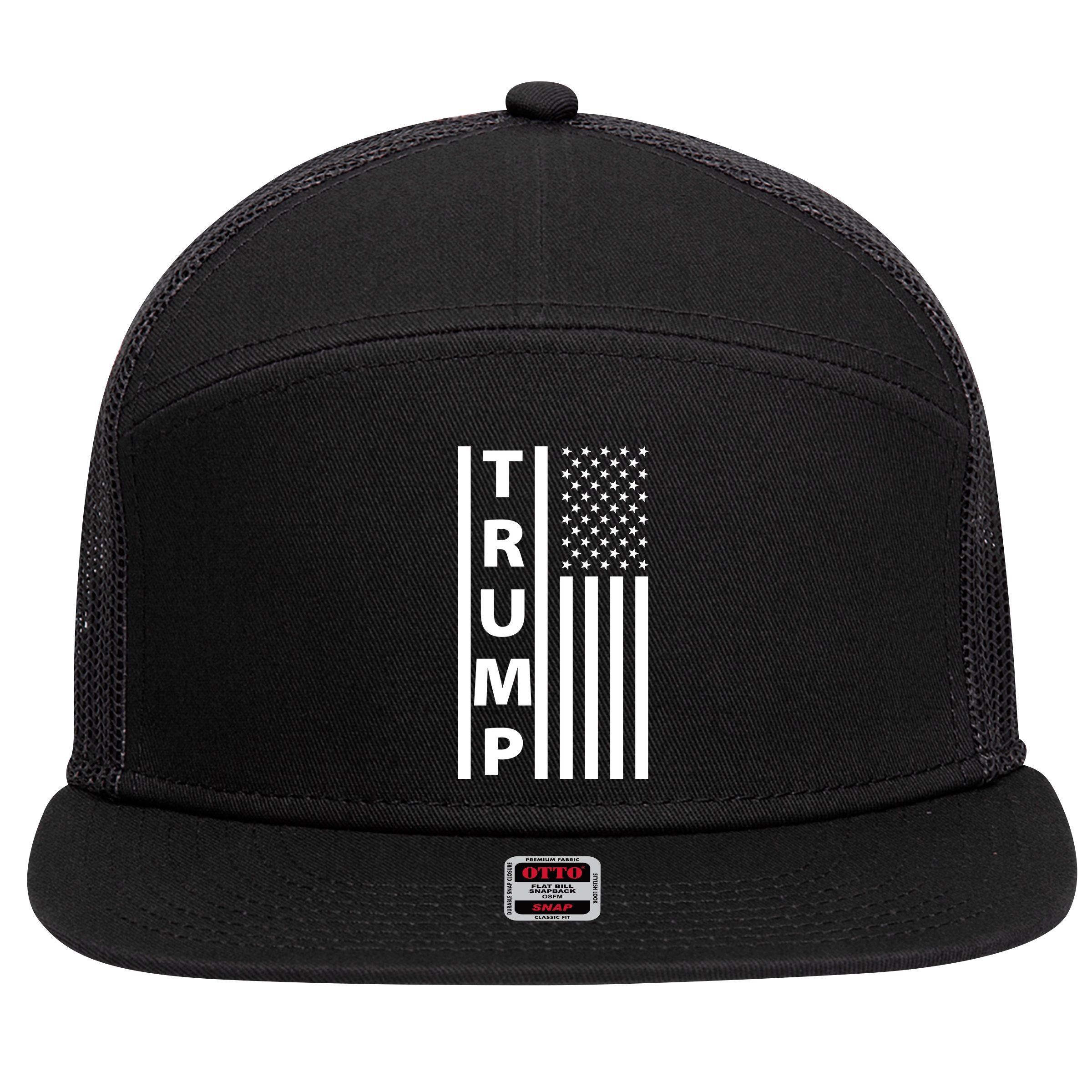 Trump Flag 7 Panel Mesh Trucker Snapback Hat
