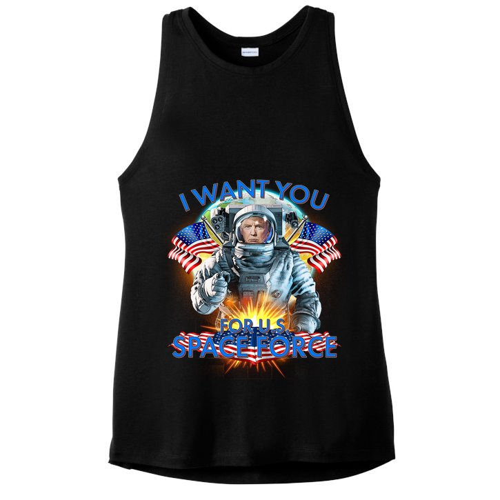 Trump I Want You For US Space Force Ladies PosiCharge Tri-Blend Wicking Tank