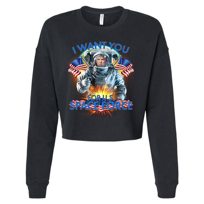 Trump I Want You For US Space Force Cropped Pullover Crew