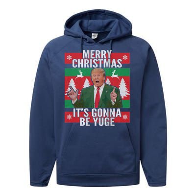 Trump It's Gonna Be Yuge Ugly Christmas  Performance Fleece Hoodie