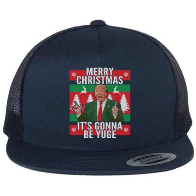 Trump It's Gonna Be Yuge Ugly Christmas  Flat Bill Trucker Hat