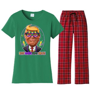 Trump Keep Mardi Gras Great Women's Flannel Pajama Set