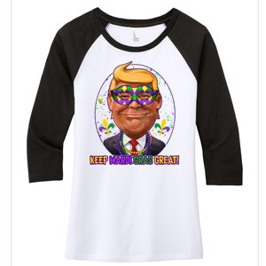 Trump Keep Mardi Gras Great Women's Tri-Blend 3/4-Sleeve Raglan Shirt