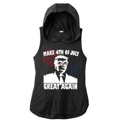 Trump Make 4th Of July Great Again Ladies PosiCharge Tri-Blend Wicking Draft Hoodie Tank