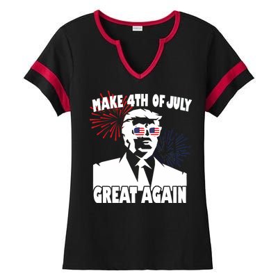 Trump Make 4th Of July Great Again Ladies Halftime Notch Neck Tee