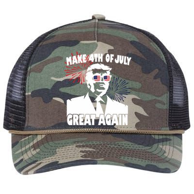 Trump Make 4th Of July Great Again Retro Rope Trucker Hat Cap