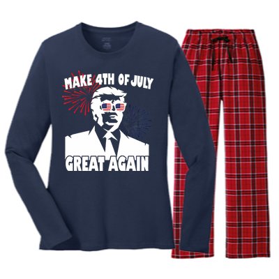 Trump Make 4th Of July Great Again Women's Long Sleeve Flannel Pajama Set 