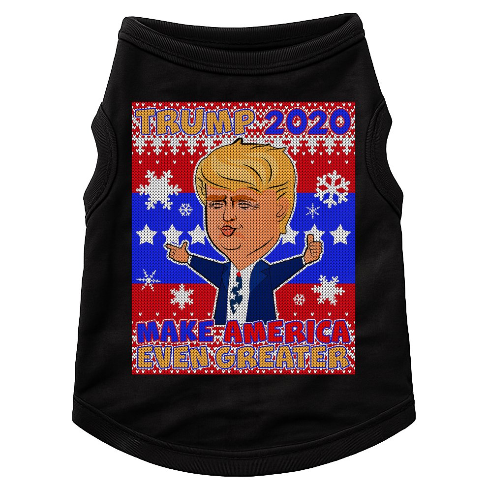 Trump Make America Even Greater Ugly Christmas Sweater Doggie Tank