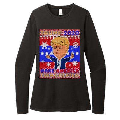 Trump Make America Even Greater Ugly Christmas Sweater Womens CVC Long Sleeve Shirt