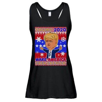 Trump Make America Even Greater Ugly Christmas Sweater Ladies Essential Flowy Tank