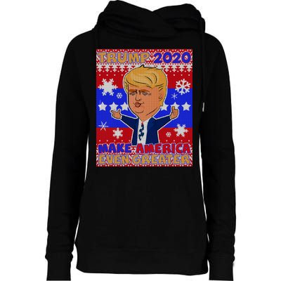 Trump Make America Even Greater Ugly Christmas Sweater Womens Funnel Neck Pullover Hood