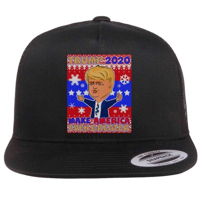 Trump Make America Even Greater Ugly Christmas Sweater Flatbill Hat