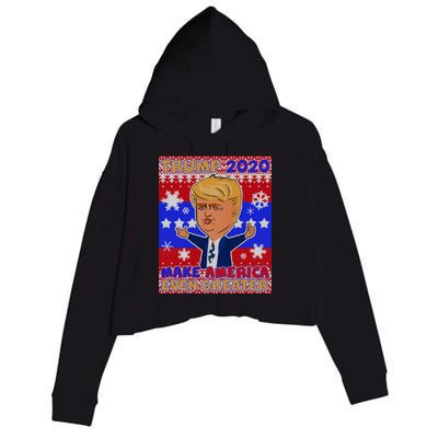 Trump Make America Even Greater Ugly Christmas Sweater Crop Fleece Hoodie