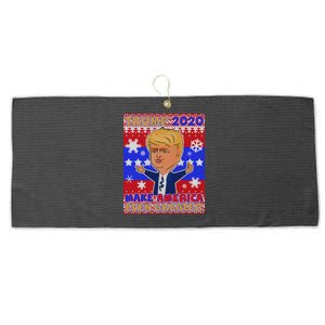 Trump Make America Even Greater Ugly Christmas Sweater Large Microfiber Waffle Golf Towel