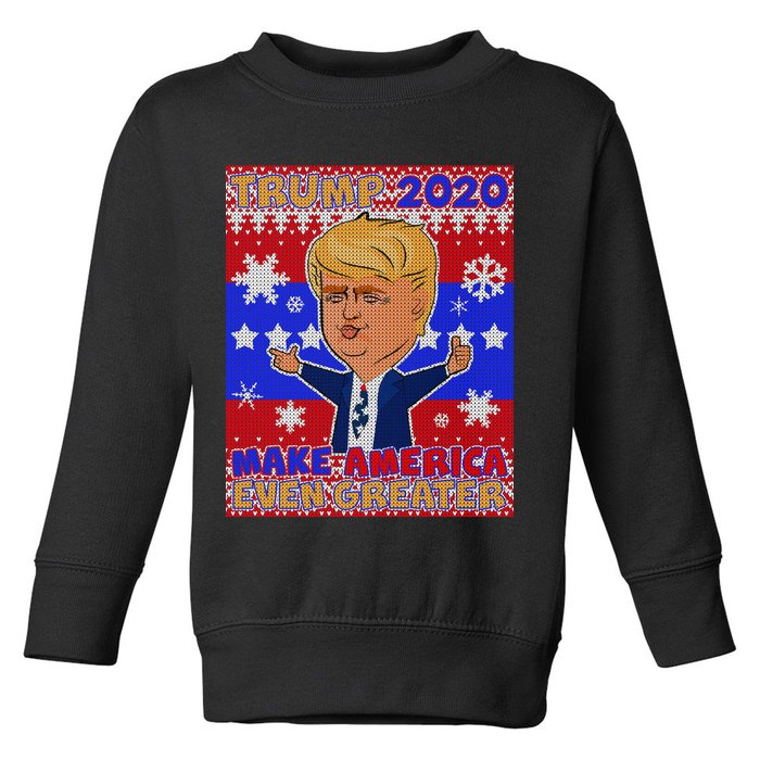 Trump Make America Even Greater Ugly Christmas Sweater Toddler Sweatshirt