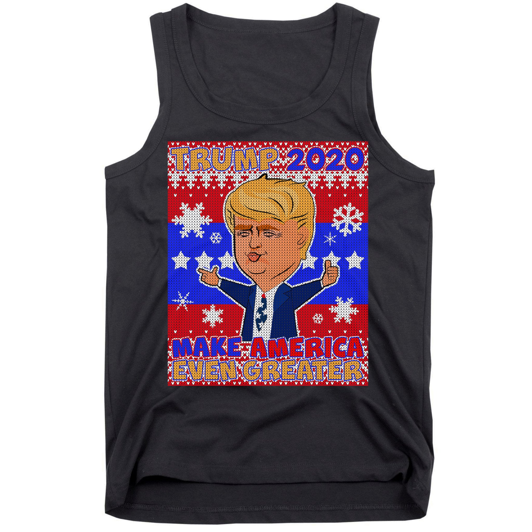 Trump Make America Even Greater Ugly Christmas Sweater Tank Top