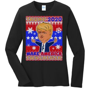 Trump Make America Even Greater Ugly Christmas Sweater Ladies Long Sleeve Shirt