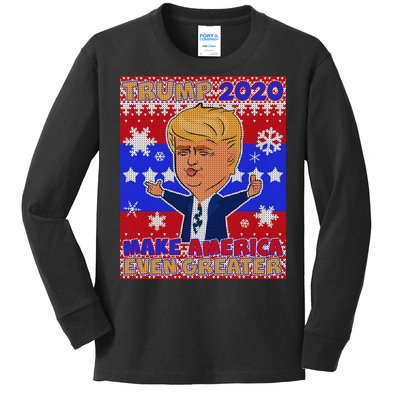 Trump Make America Even Greater Ugly Christmas Sweater Kids Long Sleeve Shirt