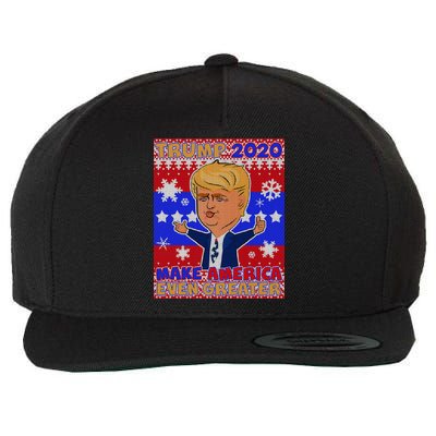 Trump Make America Even Greater Ugly Christmas Sweater Wool Snapback Cap