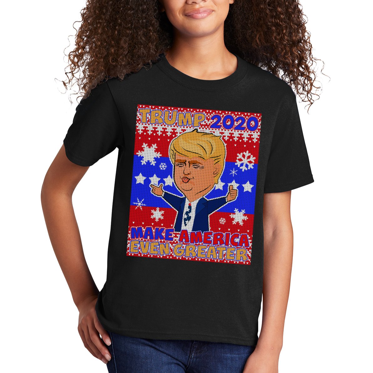 Trump Make America Even Greater Ugly Christmas Sweater Kids T-Shirt